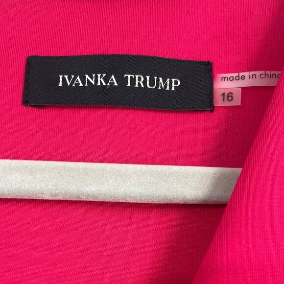 Ivanka Trump Dress Sz 16 Hot Pink Studded Box Pleats Officewear Elegant Modern - Picture 10 of 13